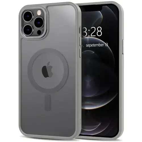 Anuck Case for iPhone 12 Pro Max Case Magnetic Phone Case MagSafe bilan mos, Yumshoq TPU Bumper Qattiq Translusent Matte Orqa Slim Fit Zarba o'tkazmaydigan Himoya qopqog'i Erkaklar Ayollar Qizlar uchun - Kulrang - ANUCK