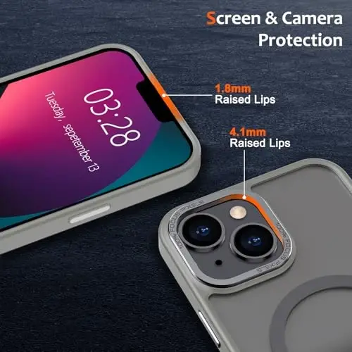 Anuck Case for iPhone 13 Case Magnetic Phone Case Compatible with MagSafe, Soft TPU Bumper Hard Translucent Matte Back Slim Fit Shockproof Protective Cover for Men Women Girls - Gray - 3