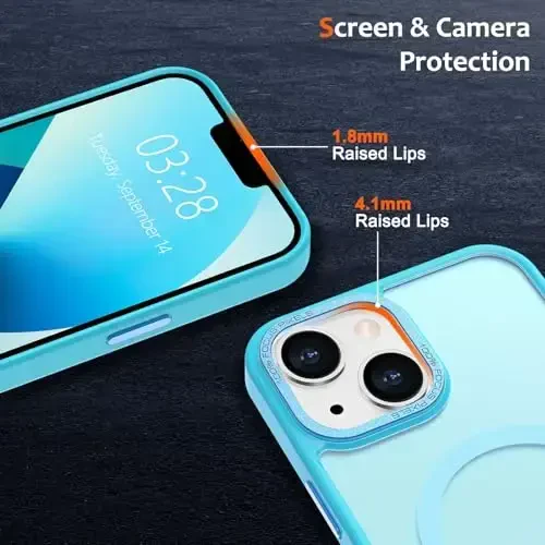 Anuck Case for iPhone 13 Case Magnetic Phone Case Compatible with MagSafe, Soft TPU Bumper Hard Translucent Matte Back Slim Fit Shockproof Protective Cover for Men Women Girls - Lake Blue - 3