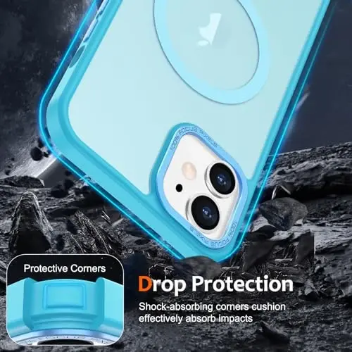 Anuck Case for iPhone 13 Case Magnetic Phone Case Compatible with MagSafe, Soft TPU Bumper Hard Translucent Matte Back Slim Fit Shockproof Protective Cover for Men Women Girls - Lake Blue - 4