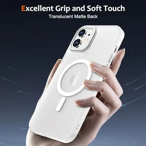 Anuck Case for iPhone 13 Mini Case Magnetic Phone Case Compatible with MagSafe, Soft TPU Bumper Hard Translucent Matte Back Slim Fit Shockproof Protective Cover for Men Women Girls - White - 5