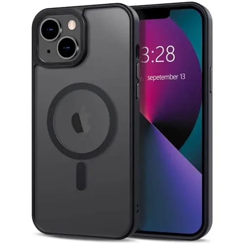 Anuck Case for iPhone 13 Mini Case Magnetic Phone Case MagSafe bilan mos, Yumshoq TPU Bumper Qattiq Translusent Matte Back Slim Fit Zarba o'tkazmaydigan Himoya qopqog'i Erkaklar Ayollar Qizlar uchun - Qora 