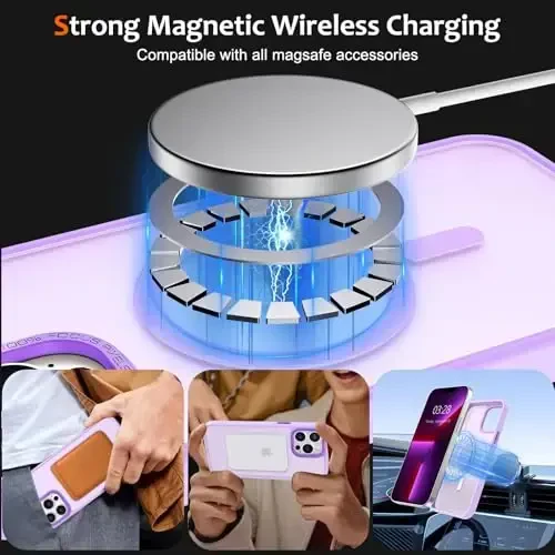 Anuck Case for iPhone 13 Pro Case Magnetic Phone Case Compatible with MagSafe, Soft TPU Bumper Hard Translucent Matte Back Slim Fit Shockproof Protective Cover for Men Women Girls - Light Purple - ANUCK (1)