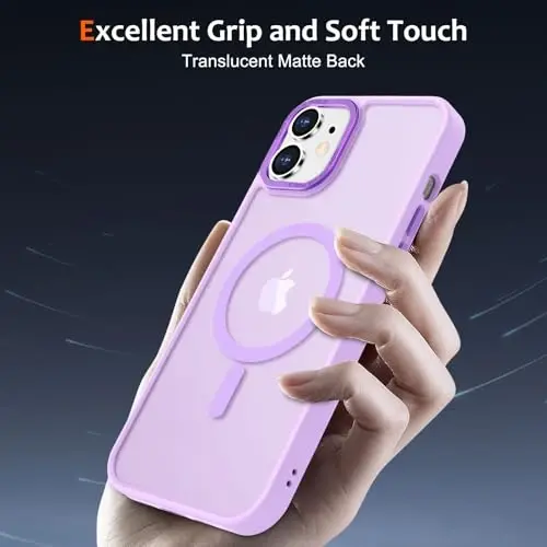 Anuck Case for iPhone 13 Pro Case Magnetic Phone Case Compatible with MagSafe, Soft TPU Bumper Hard Translucent Matte Back Slim Fit Shockproof Protective Cover for Men Women Girls - Light Purple - 5