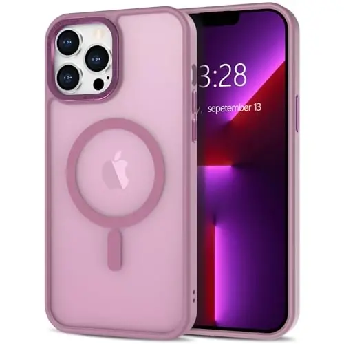 Anuck Case for iPhone 13 Pro Max Case Magnetic Phone Case Compatible with MagSafe, Soft TPU Bumper Hard Translucent Matte Back Slim Fit Shockproof Protective Cover for Men Women Girls - Grape Purple - 1