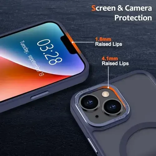 Anuck Case for iPhone 14 Case Magnetic Phone Case Compatible with MagSafe, Soft TPU Bumper Hard Translucent Matte Back Slim Fit Shockproof Protective Cover for Men Women Girls - Dark Blue - 10