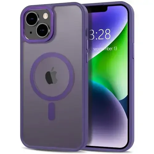 Anuck Case for iPhone 14 Case Magnetic Phone Case Compatible with MagSafe, Soft TPU Bumper Hard Translucent Matte Back Slim Fit Shockproof Protective Cover for Men Women Girls - Dark Purple 