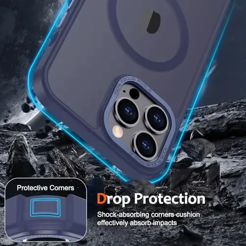 Anuck Case for iPhone 14 Pro Case Magnetic Phone Case Compatible with MagSafe, Soft TPU Bumper Hard Translucent Matte Back Slim Fit Shockproof Protective Cover for Men Women Girls - Dark Blue - 1
