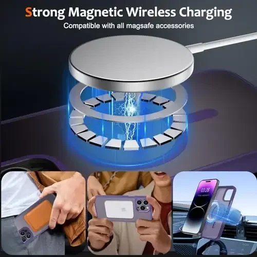 Anuck Case for iPhone 14 Pro Case Magnetic Phone Case Compatible with MagSafe, Soft TPU Bumper Hard Translucent Matte Back Slim Fit Shockproof Protective Cover for Men Women Girls - Dark Purple - 2