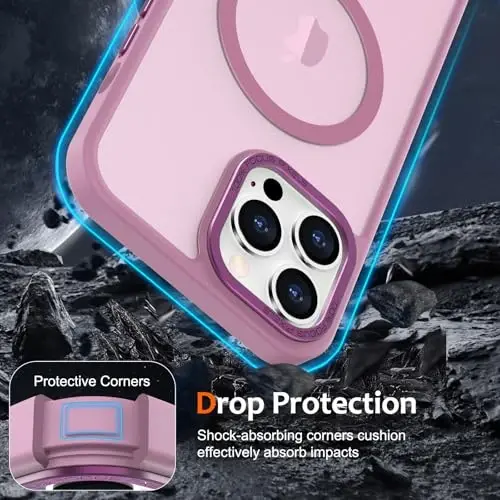 Anuck Case for iPhone 14 Pro Case Magnetic Phone Case Compatible with MagSafe, Soft TPU Bumper Hard Translucent Matte Back Slim Fit Shockproof Protective Cover for Men Women Girls - Grape Purple - 4
