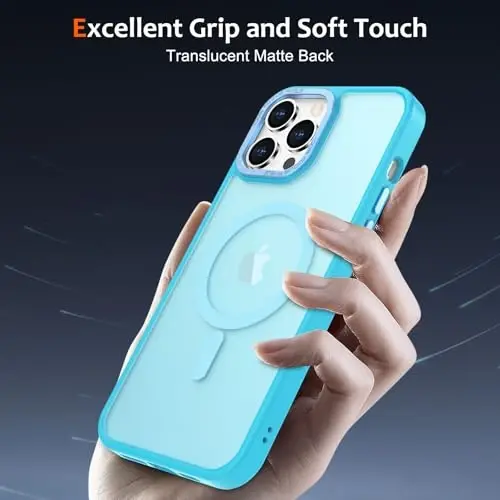 Anuck Case for iPhone 14 Pro Case Magnetic Phone Case Compatible with MagSafe, Soft TPU Bumper Hard Translucent Matte Back Slim Fit Shockproof Protective Cover for Men Women Girls - Lake Blue - 8
