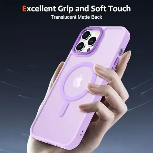 Anuck Case for iPhone 14 Pro Case Magnetic Phone Case Compatible with MagSafe, Soft TPU Bumper Hard Translucent Matte Back Slim Fit Shockproof Protective Cover for Men Women Girls - Light Purple - 5