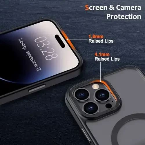 Anuck Case for iPhone 14 Pro Max Case Magnetic Phone Case Compatible with MagSafe, Soft TPU Bumper Hard Translucent Matte Back Slim Fit Shockproof Protective Cover for Men Women Girls - Black - 3