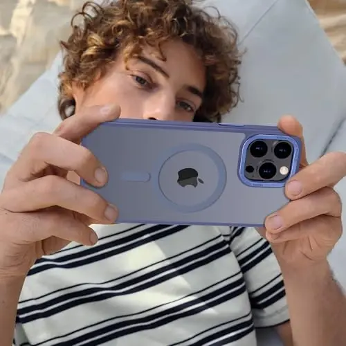 Anuck Case for iPhone 14 Pro Max Case Magnetic Phone Case Compatible with MagSafe, Soft TPU Bumper Hard Translucent Matte Back Slim Fit Shockproof Protective Cover for Men Women Girls - Blue - 6
