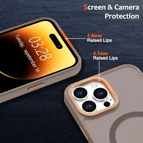 Anuck Case for iPhone 14 Pro Max Case Magnetic Phone Case Compatible with MagSafe, Soft TPU Bumper Hard Translucent Matte Back Slim Fit Shockproof Protective Cover for Men Women Girls - Brown - 3