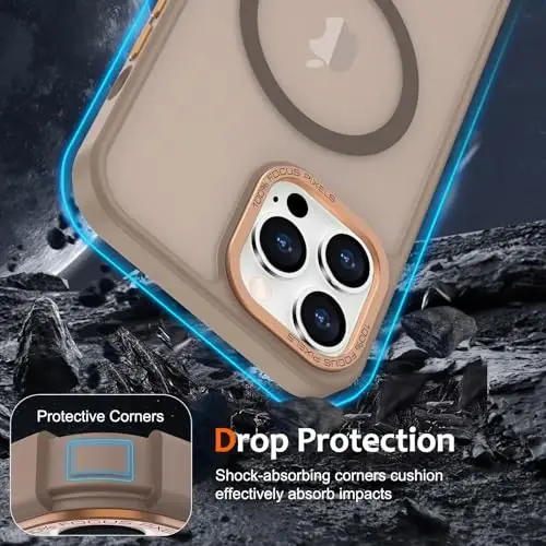 Anuck Case for iPhone 14 Pro Max Case Magnetic Phone Case Compatible with MagSafe, Soft TPU Bumper Hard Translucent Matte Back Slim Fit Shockproof Protective Cover for Men Women Girls - Brown - 4