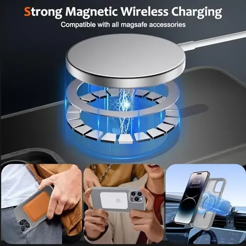 Anuck Case for iPhone 14 Pro Max Case Magnetic Phone Case Compatible with MagSafe, Soft TPU Bumper Hard Translucent Matte Back Slim Fit Shockproof Protective Cover for Men Women Girls - Gray - ANUCK (1)