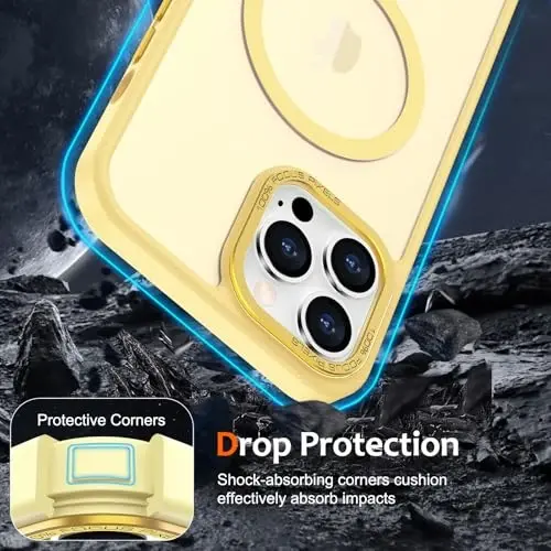 Anuck Case for iPhone 14 Pro Max Case Magnetic Phone Case Compatible with MagSafe, Soft TPU Bumper Hard Translucent Matte Back Slim Fit Shockproof Protective Cover for Men Women Girls - Yellow - 4