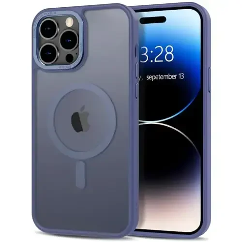 Anuck Case for iPhone 14 Pro Max Case MagSafe bilan mos keladigan magnit telefon qutisi, yumshoq TPU bamperi qattiq shaffof mat orqa Slim Fit zarbga chidamli himoya qopqog'i erkaklar ayollar qizlar uchun - Moviy - 12
