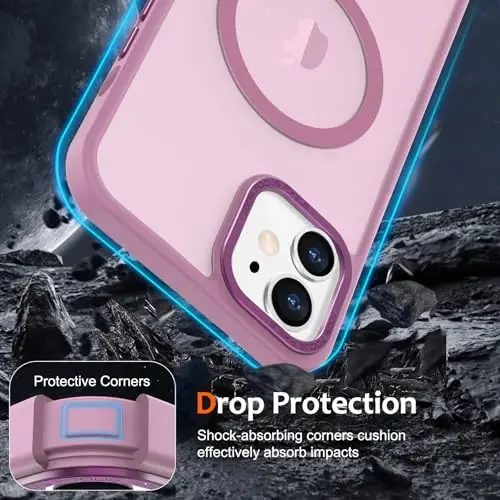 Anuck Case for iPhone 15 Case Magnetic Phone Case Compatible with MagSafe, Soft TPU Bumper Hard Translucent Matte Back Slim Fit Shockproof Protective Cover for Men Women Girls - Grape Purple - 4