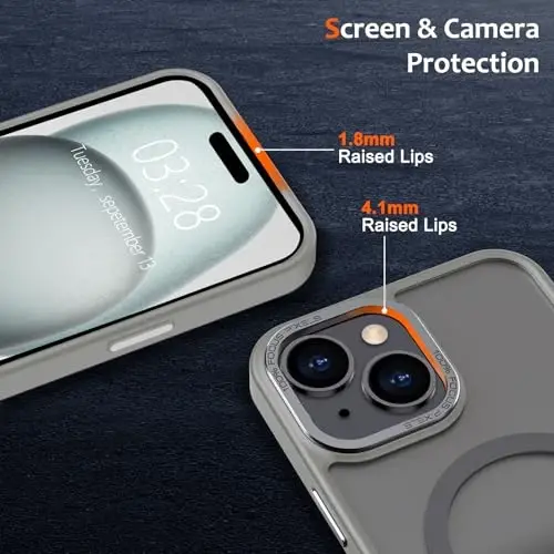 Anuck Case for iPhone 15 Case Magnetic Phone Case Compatible with MagSafe, Soft TPU Bumper Hard Translucent Matte Back Slim Fit Shockproof Protective Cover for Men Women Girls - Gray - 3