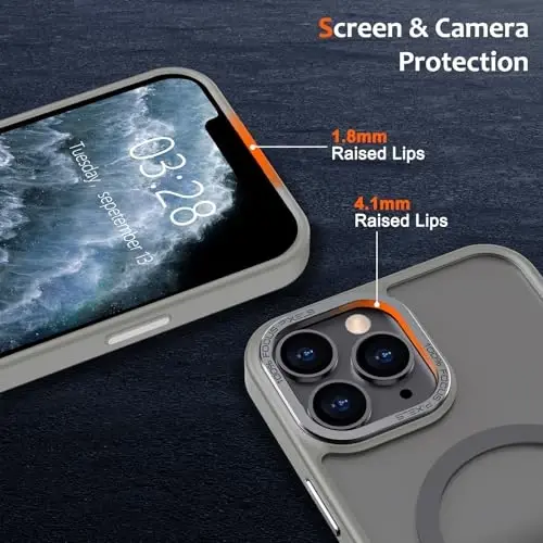 Anuck Case for iPhone 15 Case Magnetic Phone Case MagSafe bilan mos, Yumshoq TPU bamperi Qattiq Shaffof Matte Orqa Yuzasi Yupqa Zarba o'tkazmaydigan Himoya Qopqog'i Erkaklar Ayollar Qizlar uchun - Kulrang - 3