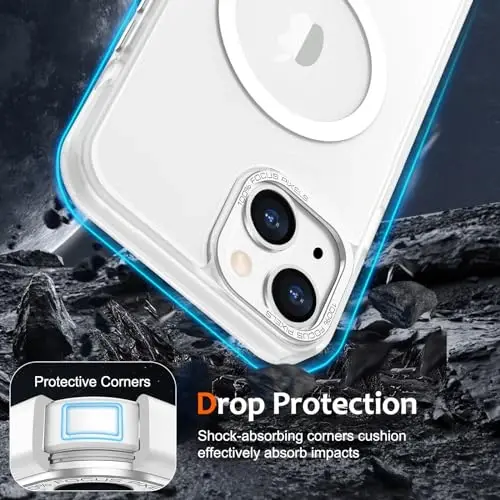 Anuck Case for iPhone 15 Plus Case Magnetic Phone Case Compatible with MagSafe, Soft TPU Bumper Hard Translucent Matte Back Slim Fit Shockproof Protective Cover for Men Women Girls - White - 4