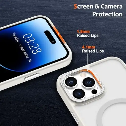 Anuck Case for iPhone 15 Pro Case Magnetic Phone Case Compatible with MagSafe, Soft TPU Bumper Hard Translucent Matte Back Slim Fit Shockproof Protective Cover for Men Women Girls - Cream White - 3