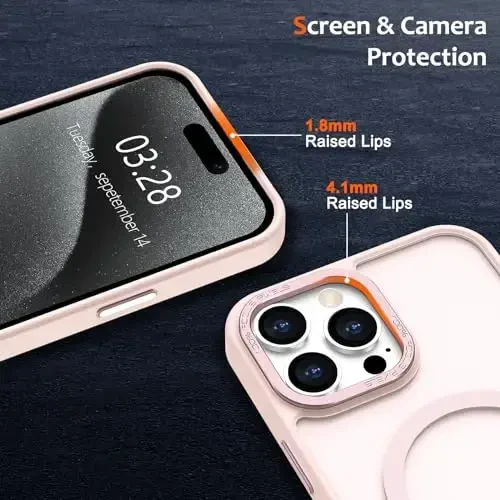 Anuck Case for iPhone 15 Pro Case Magnetic Phone Case Compatible with MagSafe, Soft TPU Bumper Hard Translucent Matte Back Slim Fit Shockproof Protective Cover for Men Women Girls - Pink - 3