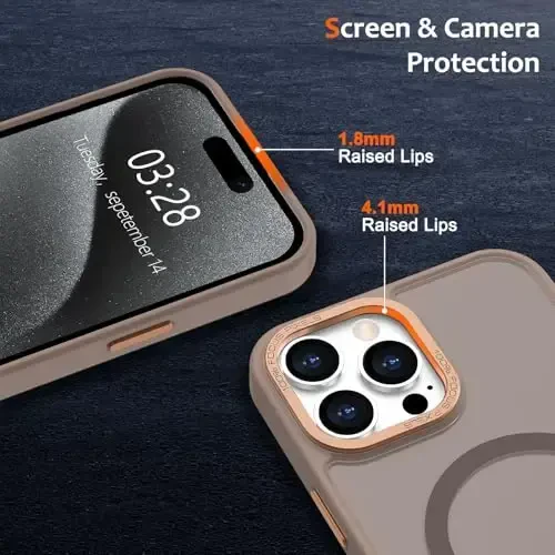 Anuck Case for iPhone 15 Pro Max Case Magnetic Phone Case Compatible with MagSafe, Soft TPU Bumper Hard Translucent Matte Back Slim Fit Shockproof Protective Cover for Men Women Girls - Brown - 10