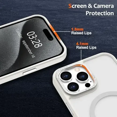 Anuck Case for iPhone 15 Pro Max Case Magnetic Phone Case Compatible with MagSafe, Soft TPU Bumper Hard Translucent Matte Back Slim Fit Shockproof Protective Cover for Men Women Girls - Cream White - 10