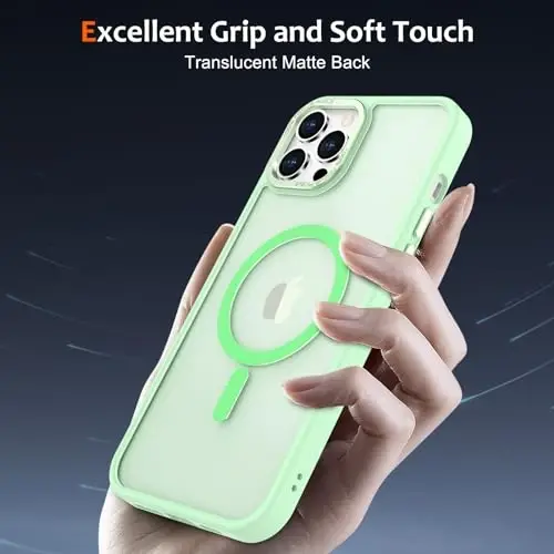 Anuck Case for iPhone 15 Pro Max Case Magnetic Phone Case Compatible with MagSafe, Soft TPU Bumper Hard Translucent Matte Back Slim Fit Shockproof Protective Cover for Men Women Girls - Green - 5