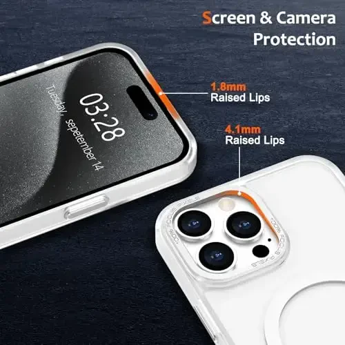 Anuck Case for iPhone 15 Pro Max Case Magnetic Phone Case Compatible with MagSafe, Soft TPU Bumper Hard Translucent Matte Back Slim Fit Shockproof Protective Cover for Men Women Girls - White - 3