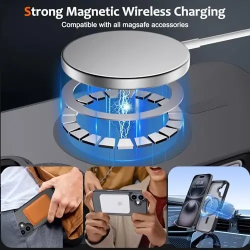 Anuck Case for iPhone 16 Case Magnetic Phone Case Compatible with MagSafe, Soft TPU Bumper Hard Translucent Matte Back Slim Fit Shockproof Protective Cover for Men Women Girls - Black - 2