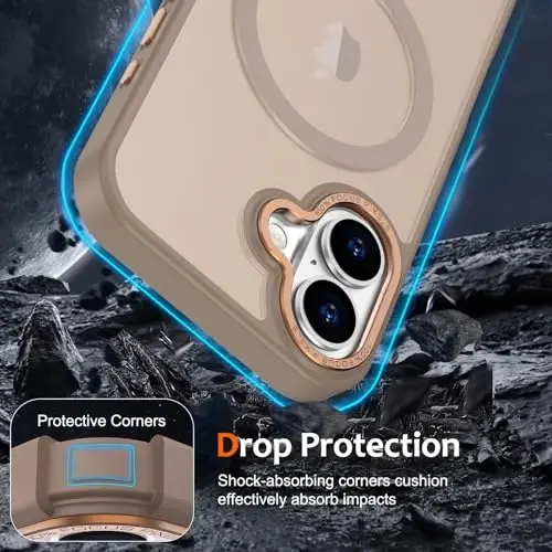 Anuck Case for iPhone 16 Case Magnetic Phone Case Compatible with MagSafe, Soft TPU Bumper Hard Translucent Matte Back Slim Fit Shockproof Protective Cover for Men Women Girls - Brown - 4