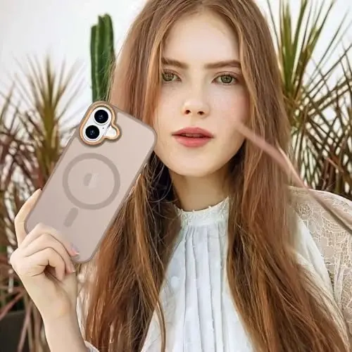 Anuck Case for iPhone 16 Case Magnetic Phone Case Compatible with MagSafe, Soft TPU Bumper Hard Translucent Matte Back Slim Fit Shockproof Protective Cover for Men Women Girls - Brown - 6