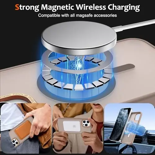 Anuck Case for iPhone 16 Case Magnetic Phone Case Compatible with MagSafe, Soft TPU Bumper Hard Translucent Matte Back Slim Fit Shockproof Protective Cover for Men Women Girls - Brown - 2