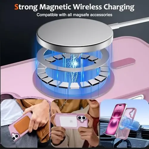 Anuck Case for iPhone 16 Case Magnetic Phone Case Compatible with MagSafe, Soft TPU Bumper Hard Translucent Matte Back Slim Fit Shockproof Protective Cover for Men Women Girls - Grape Purple - 2