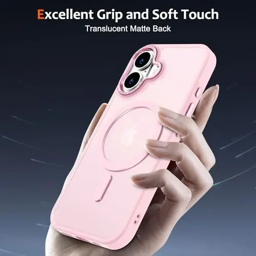 Anuck Case for iPhone 16 Case MagSafe bilan mos keladigan magnit telefon qutisi, yumshoq TPU bamperi, qattiq shaffof mat orqa, ingichka, zarbga chidamli himoya qopqog'i erkaklar, ayollar, qizlar uchun - Tender Pink - 5