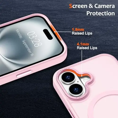 Anuck Case for iPhone 16 Case MagSafe bilan mos keladigan magnit telefon qutisi, yumshoq TPU bamperi, qattiq shaffof mat orqa, ingichka, zarbga chidamli himoya qopqog'i erkaklar, ayollar, qizlar uchun - Tender Pink - 3