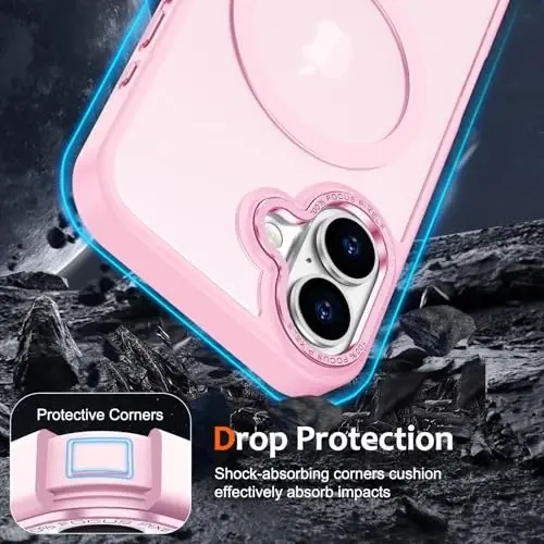 Anuck Case for iPhone 16 Case MagSafe bilan mos keladigan magnit telefon qutisi, yumshoq TPU bamperi, qattiq shaffof mat orqa, ingichka, zarbga chidamli himoya qopqog'i erkaklar, ayollar, qizlar uchun - Tender Pink - 4