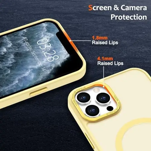 Anuck Case for iPhone 16 Plus Case Magnetic Phone Case Compatible with MagSafe, Soft TPU Bumper Hard Translucent Matte Back Slim Fit Shockproof Protective Cover for Men Women Girls - Yellow - 3