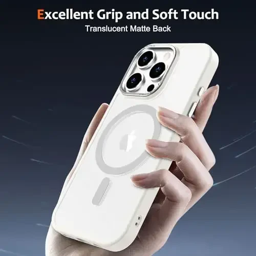 Anuck Case for iPhone 16 Pro Case Magnetic Phone Case Compatible with MagSafe, Soft TPU Bumper Hard Translucent Matte Back Slim Fit Shockproof Protective Cover for Men Women Girls - Cream White - 5