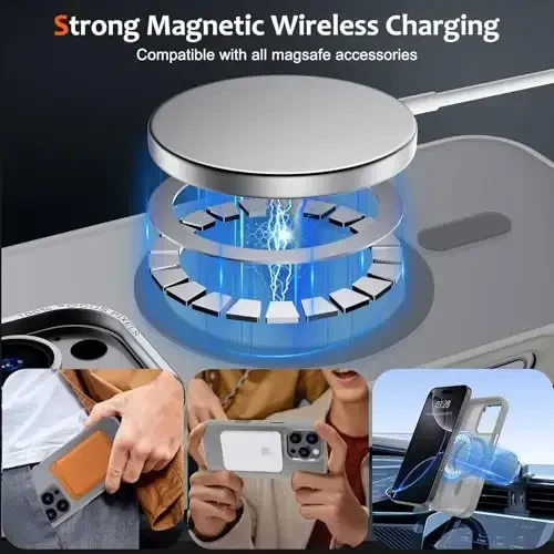 Anuck Case for iPhone 16 Pro Case Magnetic Phone Case Compatible with MagSafe, Soft TPU Bumper Hard Translucent Matte Back Slim Fit Shockproof Protective Cover for Men Women Girls - Gray - 2