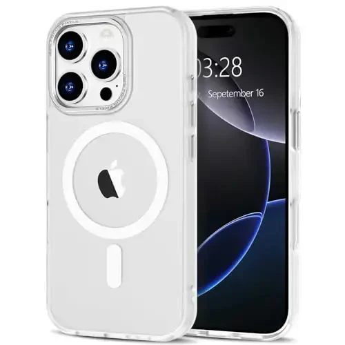 Anuck Case for iPhone 16 Pro Case Magnetic Phone Case Compatible with MagSafe, Soft TPU Bumper Hard Translucent Matte Back Slim Fit Shockproof Protective Cover for Men Women Girls - White - 1