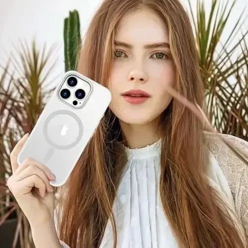 Anuck Case for iPhone 16 Pro Case MagSafe bilan mos keluvchi magnitli telefon g‘ilofi, yumshoq TPU bamperi, qattiq yorug‘lik o‘tkazmaydigan mat qopqoq, ingichka, zarbga chidamli himoya qopqog‘i, erkaklar, ayollar va qizlar uchun - Kremli oq - 6