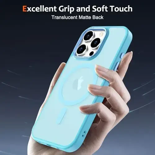 Anuck Case for iPhone 16 Pro Case MagSafe bilan mos keluvchi magnitli telefon g'ilofi, yumshoq TPU bumper qattiq shaffof mat orqa slim fit zarbga chidamli himoya qopqog'i erkaklar ayollar qizlar uchun - Ko'k ko'l - 5