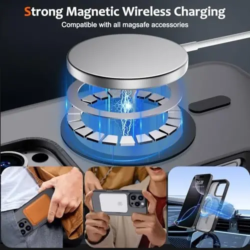 Anuck Case for iPhone 16 Pro Max Case Magnetic Phone Case Compatible with MagSafe, Soft TPU Bumper Hard Translucent Matte Back Slim Fit Shockproof Protective Cover for Men Women Girls - Black - 2