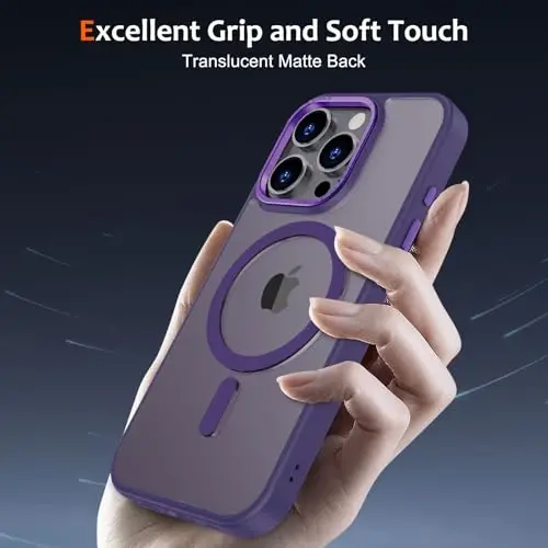Anuck Case for iPhone 16 Pro Max Case Magnetic Phone Case Compatible with MagSafe, Soft TPU Bumper Hard Translucent Matte Back Slim Fit Shockproof Protective Cover for Men Women Girls - Dark Purple - 5