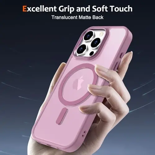 Anuck Case for iPhone 16 Pro Max Case Magnetic Phone Case Compatible with MagSafe, Soft TPU Bumper Hard Translucent Matte Back Slim Fit Shockproof Protective Cover for Men Women Girls - Grape Purple - 8